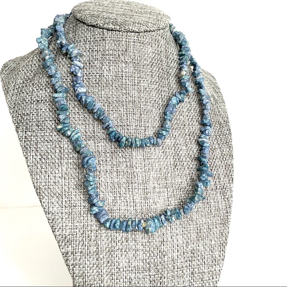 Vintage Natural Sodalite Beads Necklace Denim Blue long layering - Picture 1 of 3